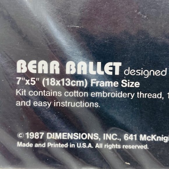 Bear Ballet Cross Stitch Kit by Dimensions 7" x 5" (1987) - Picture 3 of 6